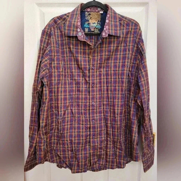 Robert Graham Men's Embroidered Plaid MutliColor Lando Button Down Size 2X